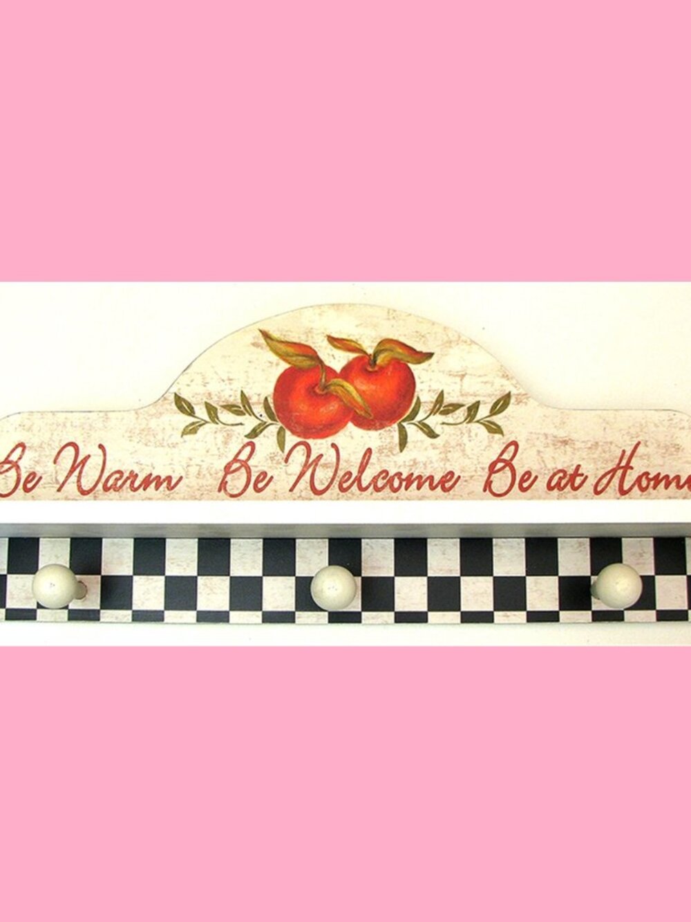Apple Shelf with Hooks "Be Warm Be Welcome Be at Home" 19" by 7 1/2" 10832